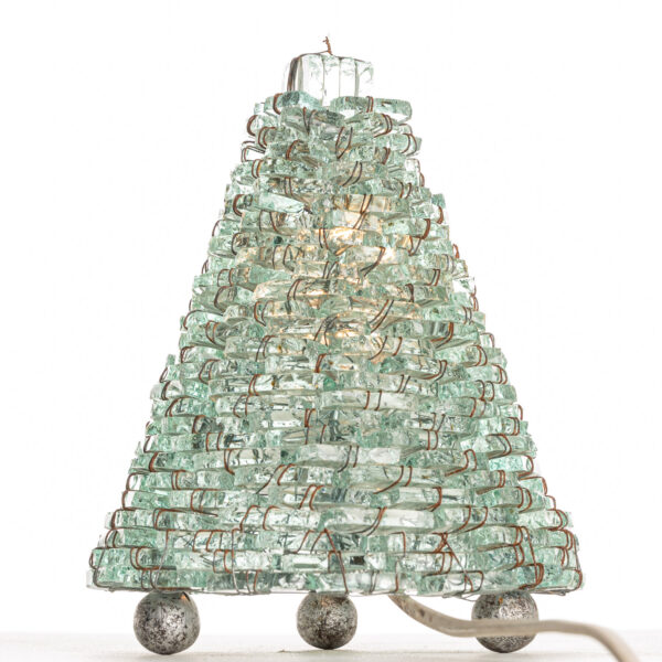 1970s Stacked Glass and Metal Table Lamp