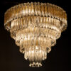 1970's Quadriedri Murano Glass and Brass Chandelier by Venini - Image 6